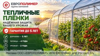 Тепличные плёнки «ЕВРОПОЛИМЕР»: надёжная защита урожая с гарантией до 5 лет!